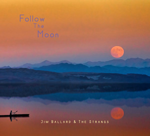 Follow the Moon CD cover. Moon rising over ocean.